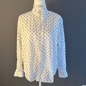 Frank & Eileen White Button Down Shirt with Blue Stars